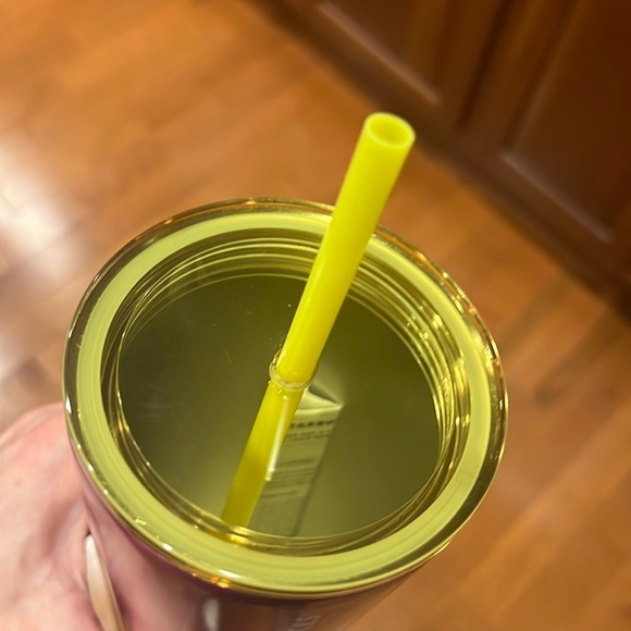 🆕 Metal🔥STARBUCKS “METAL” 24oz Hot Pink 💝 & Yellow Tumbler with Straw (NWT) - Picture 3 of 3